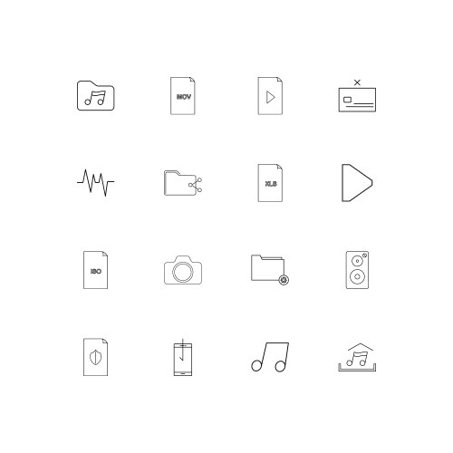 Files and folders sign linear thin icons set vector image