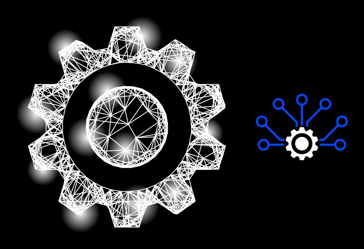 Glossy web model smart cog with colored lightspots vector image