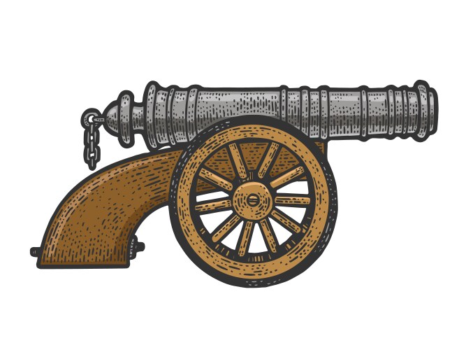 Vintage old cannon sketch Vector Image