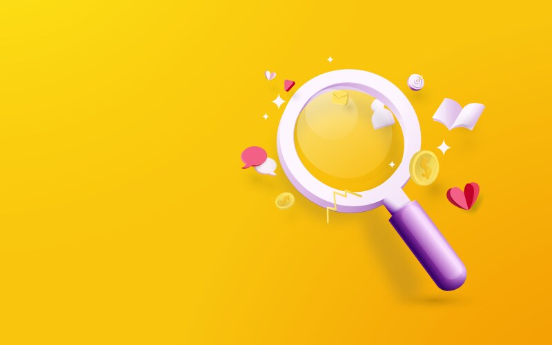 A magnifying glass with social media element vector image