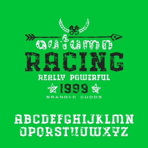 Angular serif font with shabby texture vector image