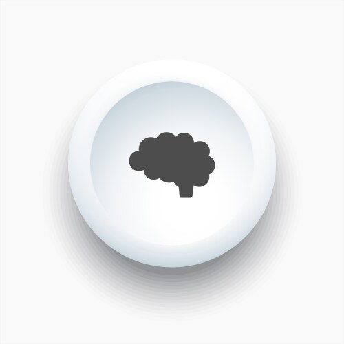 Brain icon on a white 3d button vector image