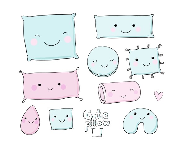 Set of cute cartoon pillows Vector Image