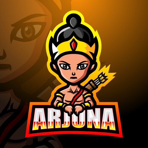 arjuna mascot esport logo design vector image