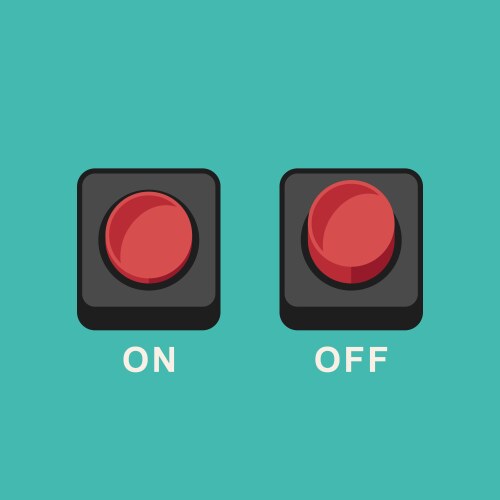 Red and green on off switch button Royalty Free Vector Image