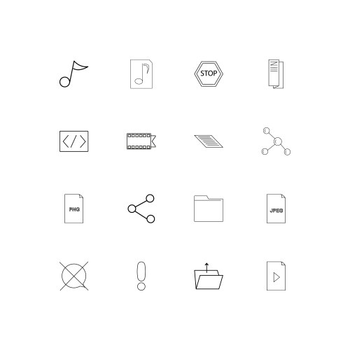 Files and folders sign linear thin icons set vector image