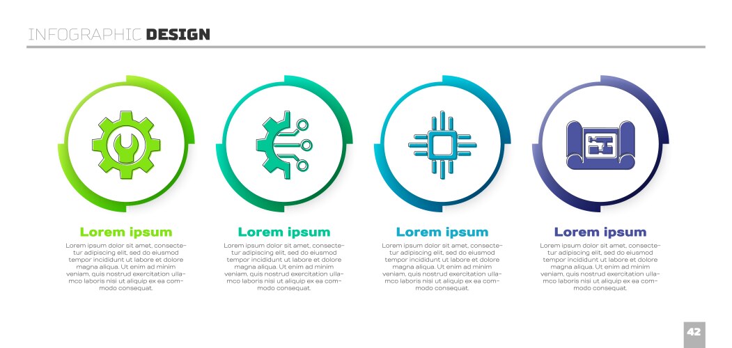 Set wrench spanner and gear algorithm processor vector image