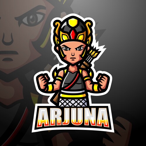 arjuna mascot esport logo design vector