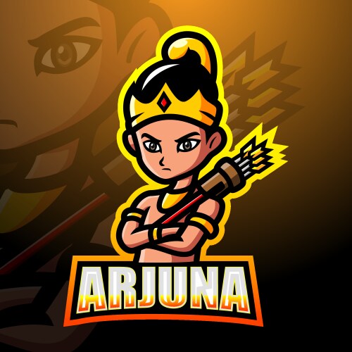 arjuna mascot esport logo design vector