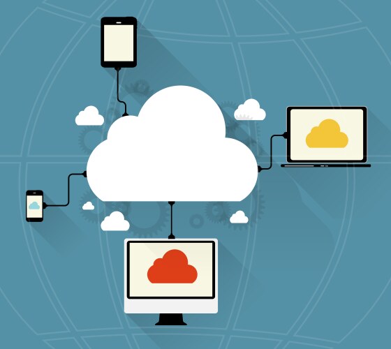 Cloud computing concept on different electronic vektorbild