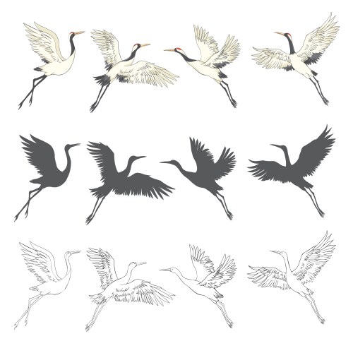 silhouette or shadow black ink icons crane vector image vector image