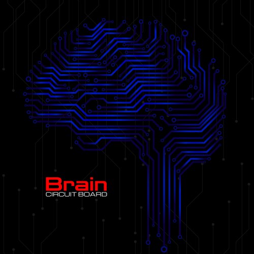 Abstract technological brain with circuit board vector image