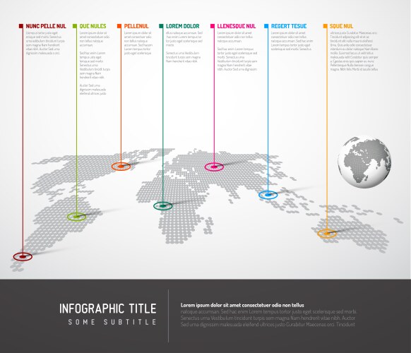 Infographic light world map with pointer marks vector image