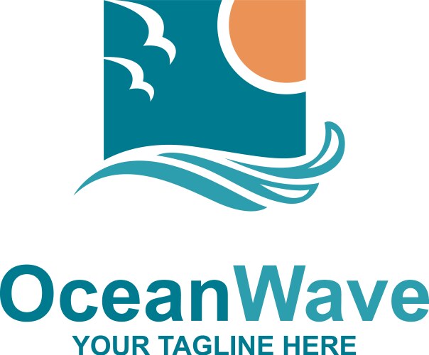 Ocean waves emblem vector image