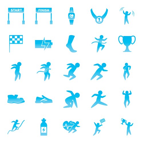 Running gradient style icon set design vector image