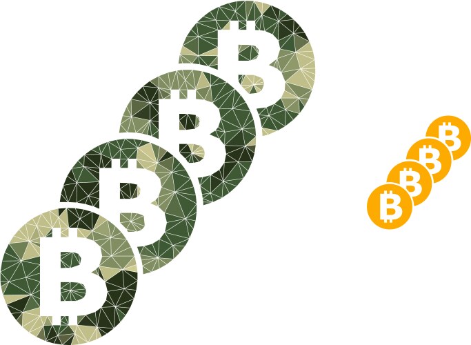 Triangle mosaic bitcoin coin blockchain icon vector image