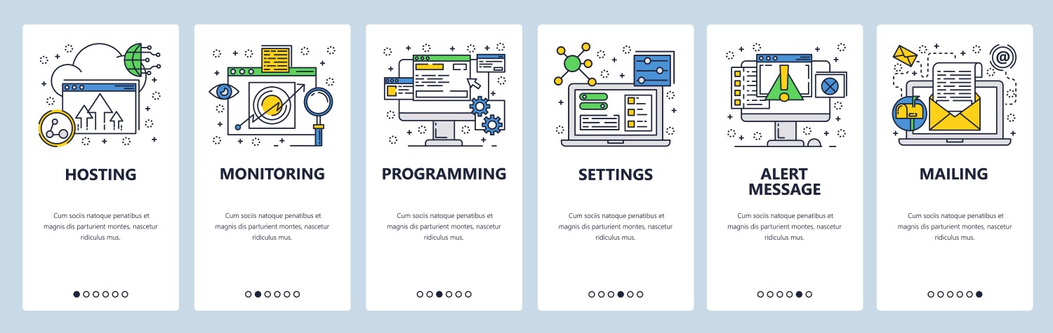 Web site onboarding screens computer and internet vector image