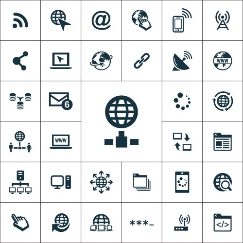 Internet icons universal set for web and ui vector image