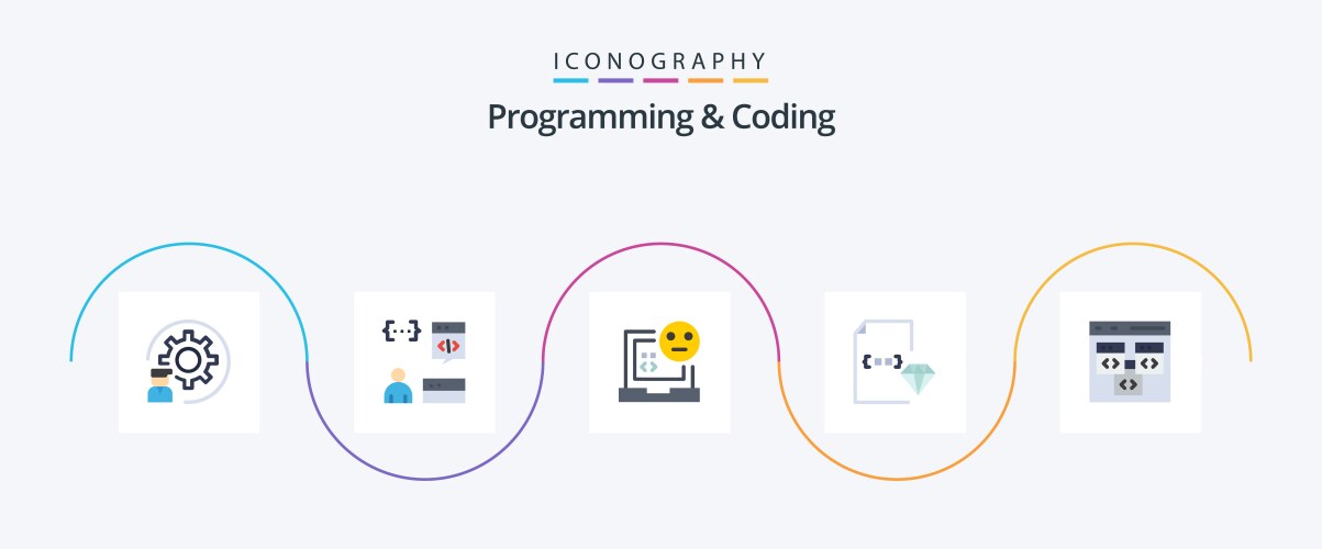 Programming and coding flat 5 icon pack including vektorbild