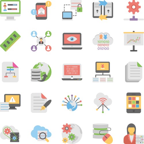 Cloud computing icons set 4 Royalty Free Vector Image