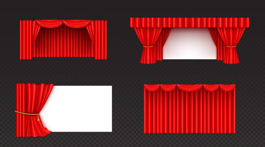 Red theater stage curtains set vector image