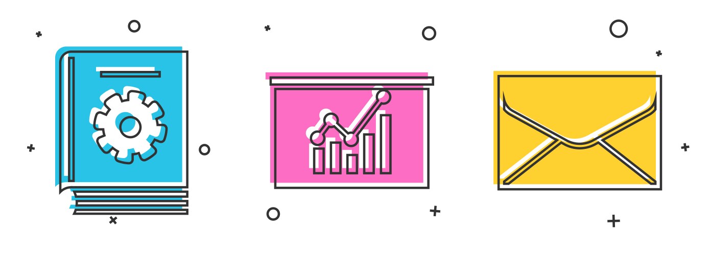 Set user manual board with graph chart vector image