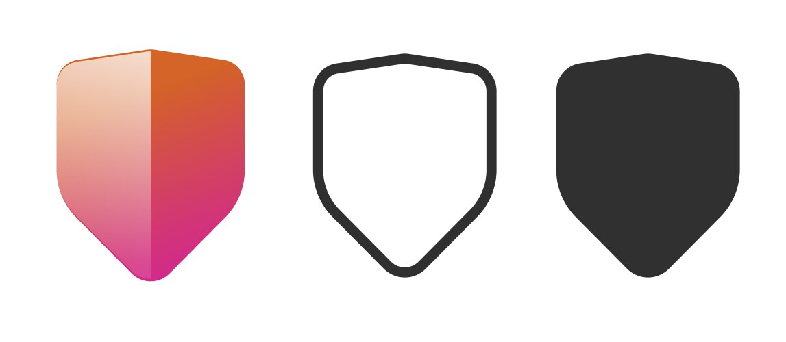 Shield secure icon badge simple graphic set red vector image