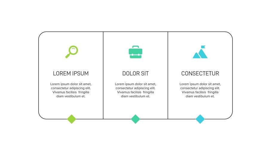 Horizontal progress bar featuring 3 arrow-shaped Vector Image