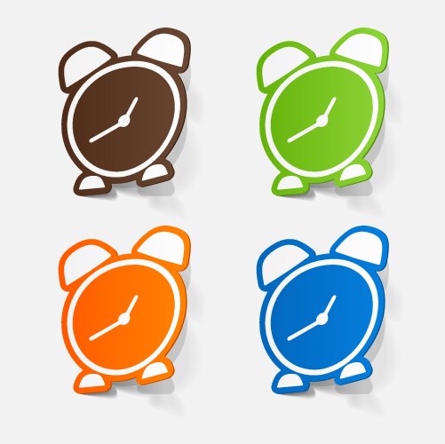 Paper sticker alarm clock vector image