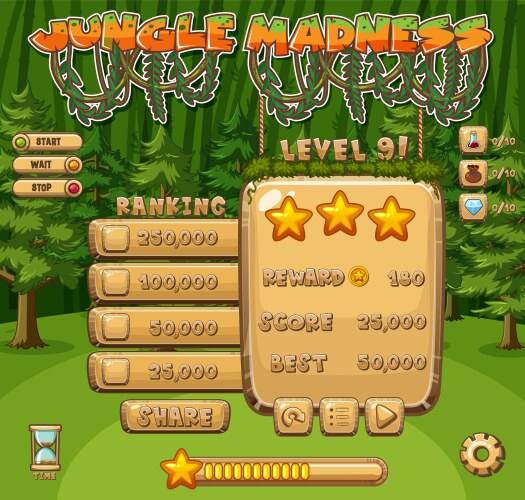Screen background for computer game with forest vector image