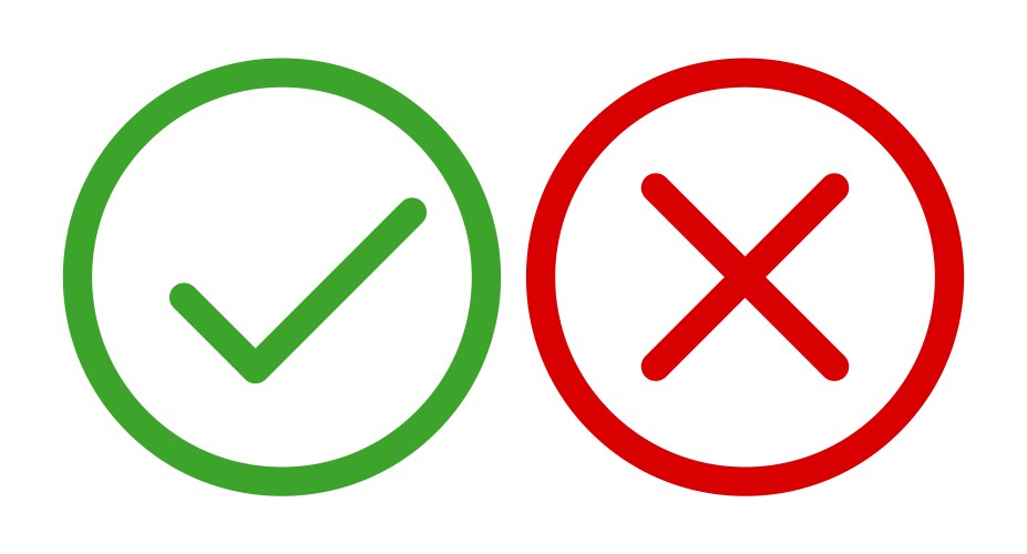 Checkmark and Cross Button Set vector image