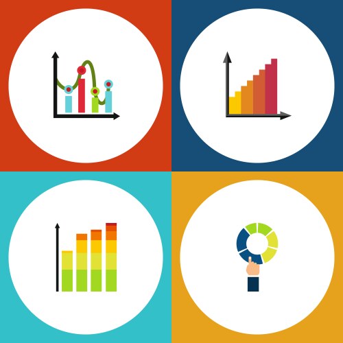 Flat icon graph set of chart monitoring pie bar vector image