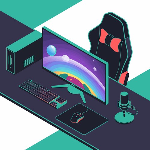 Modern gaming setup with ergonomic chair Vector Image