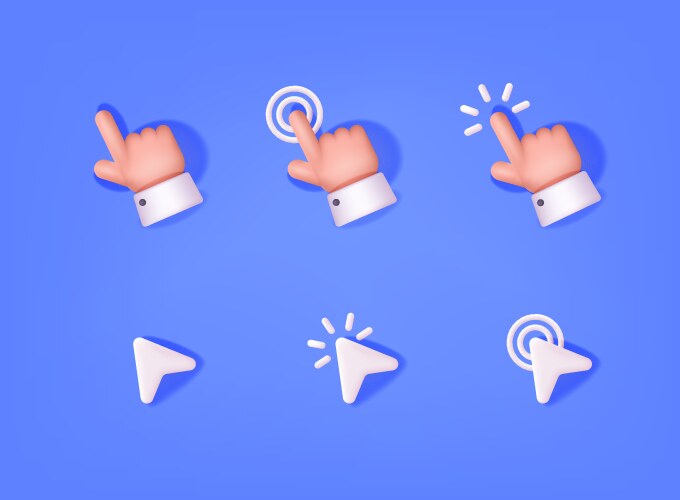 Set of 3d hands and pointers clicking navigation vector image