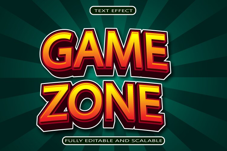Game zone editable text effect 3 dimension emboss vector image