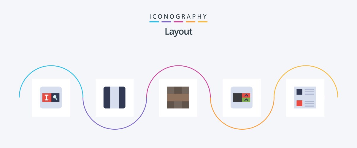 Layout flat 5 icon pack including list checkbox vector image