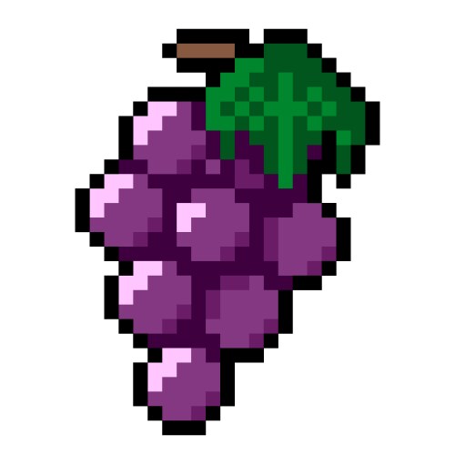 Pixel grape for 8 bit game assets vector image
