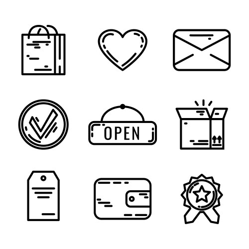 Set 9 e-commerce and shopping web icons in line vector image