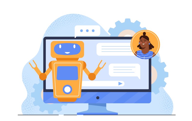 Support service bot answers to frequently asked vector image