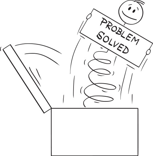Man Jumping Out of Box with Solution vector image