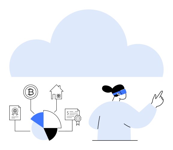 Person using vr to interact with cloud-based data vector image