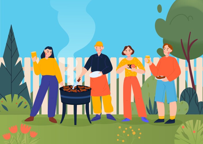 barbecue flat background vector