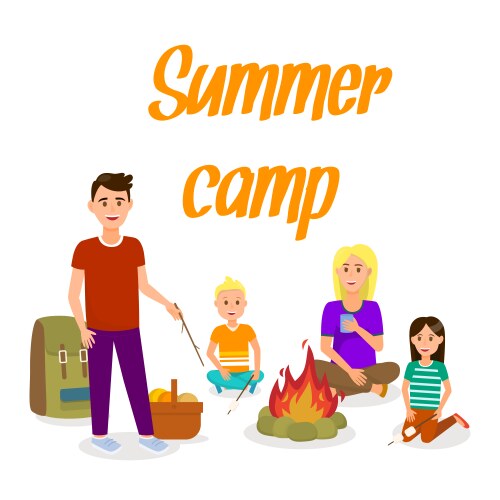 Family on picnic with text Vector Image