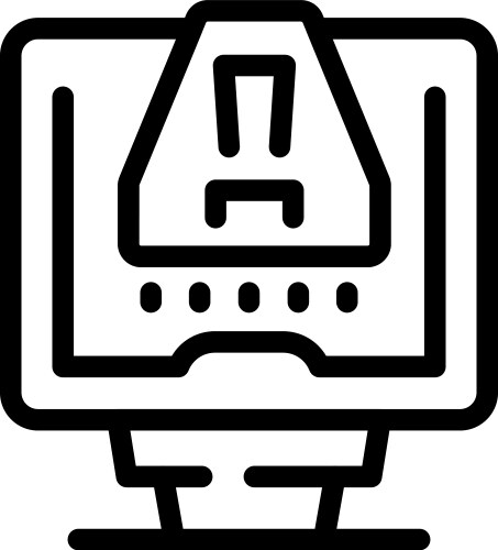 Computer sending a warning notification icon vector image