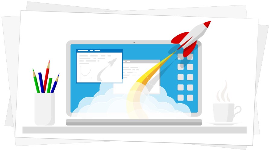 Successful launch of a program project vector image