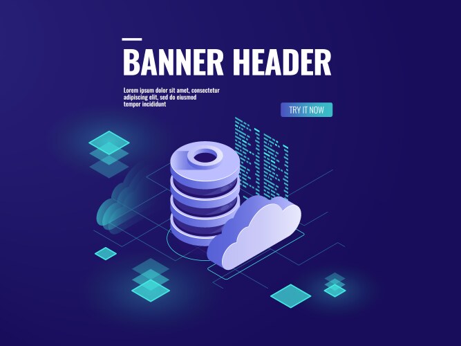 Database and data processing isometric icon vector image