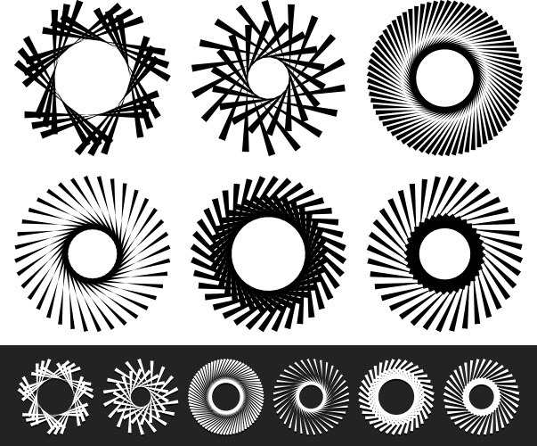 Set of 6 abstract circular rotating elements vector image