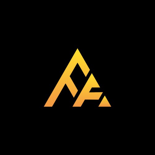 F monogram initial logo with a yellow triangle vector image
