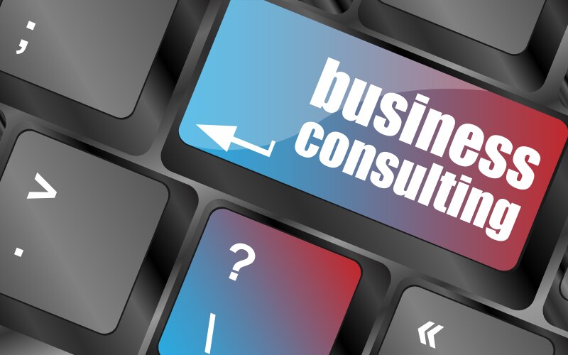 Computer keyboard with business consulting key vector image