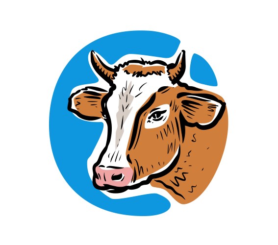 cute cow cartoon logo dairy farm concept vector image